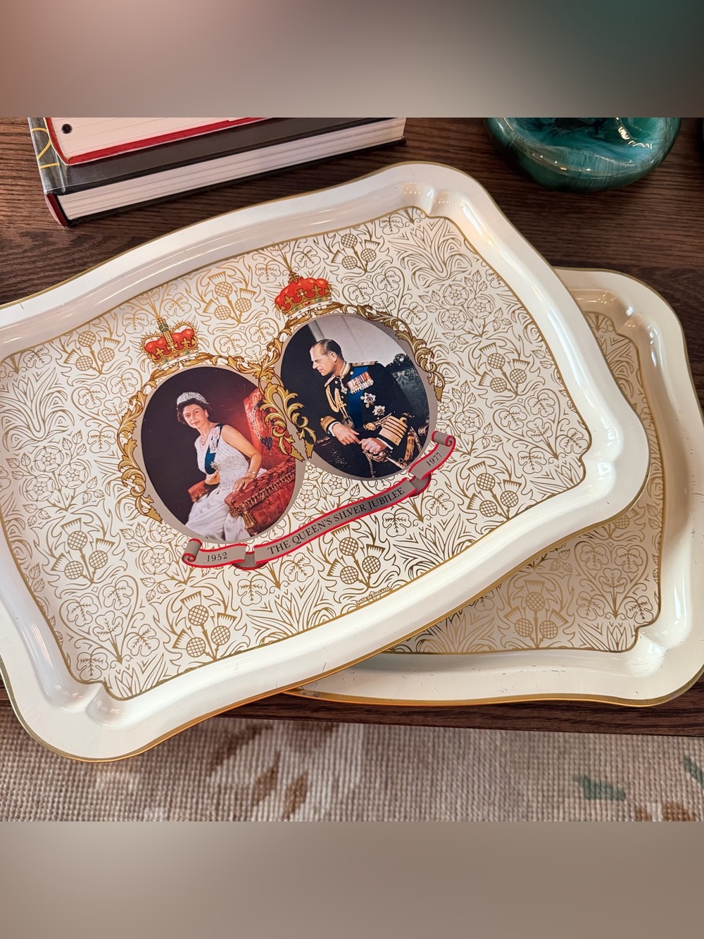 49 Year Old Queen’s Jubilee Tin TV Tray Set - 1977!